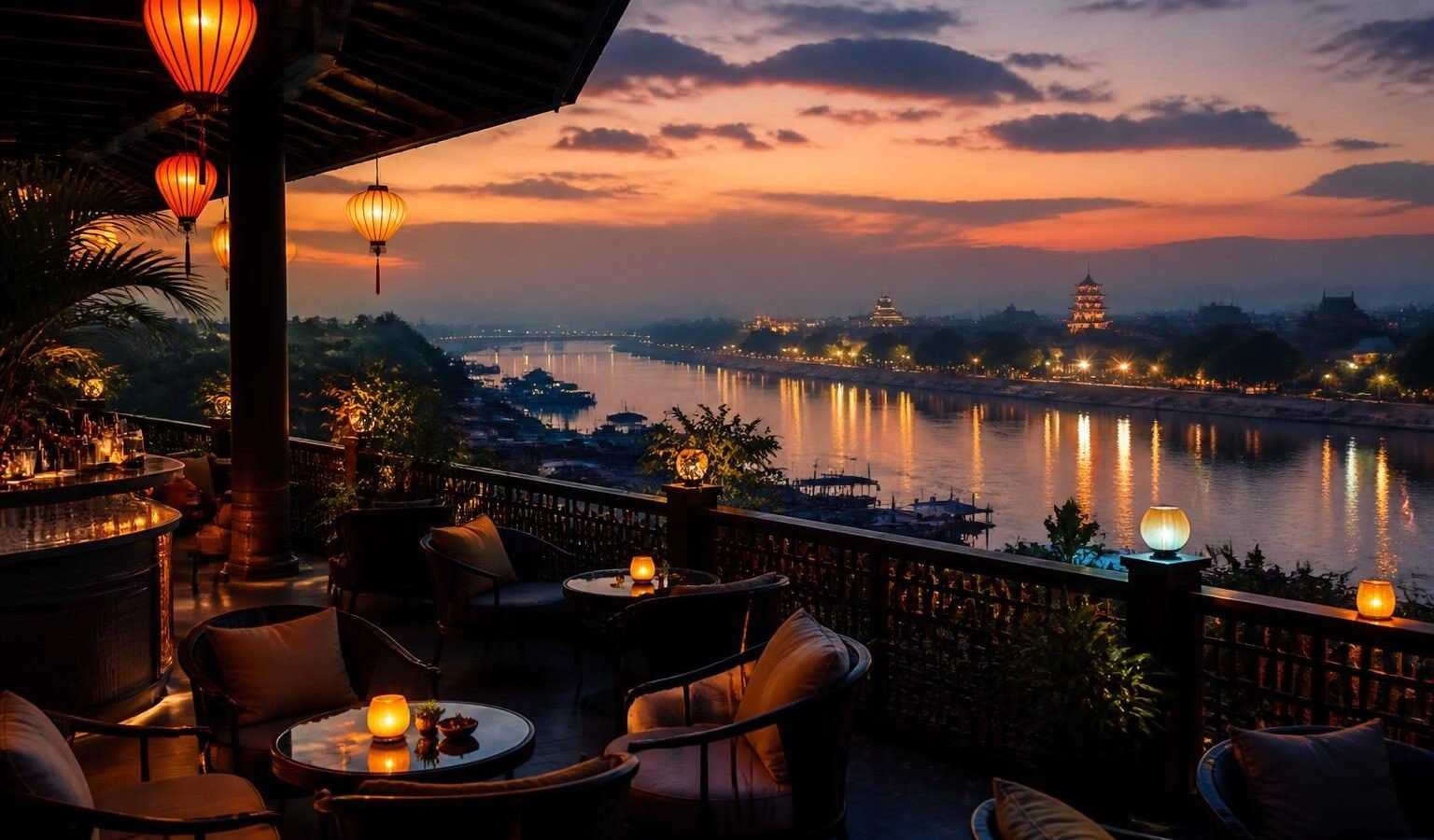 Le Cercle Hue Rooftop Bar in Le Cercle Hue Rooftop Bar: A Riverside Rooftop Stop at 11 Le Loi Street
