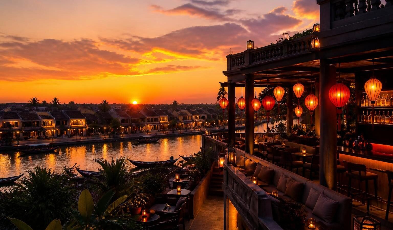 Lymen Rooftop Cocktail & Wine Bar - Sunset river view in Lymen Rooftop Cocktail & Wine Bar – Sunset river view, Hoi An