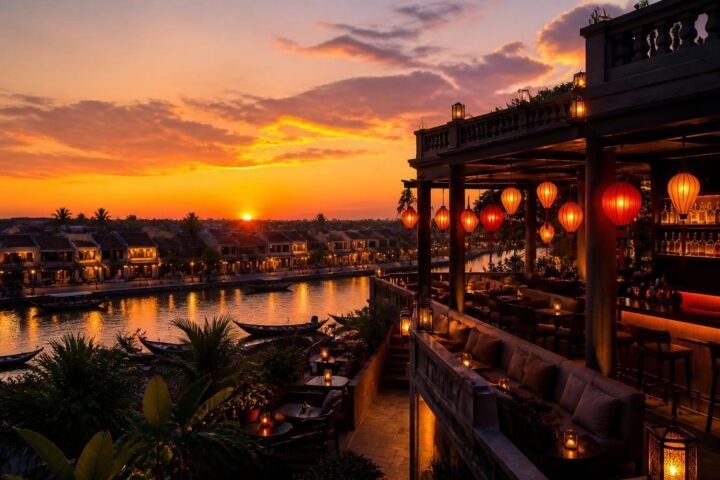 Lymen Rooftop Cocktail & Wine Bar - Sunset river view in Lymen Rooftop Cocktail & Wine Bar – Sunset river view, Hoi An